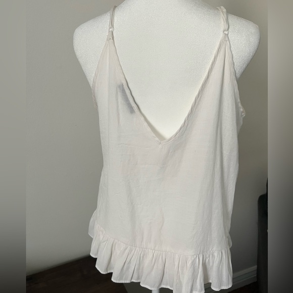 SHEIN | White Button Down V-Neck Ruffle Hem Tank Top - Picture 4 of 9